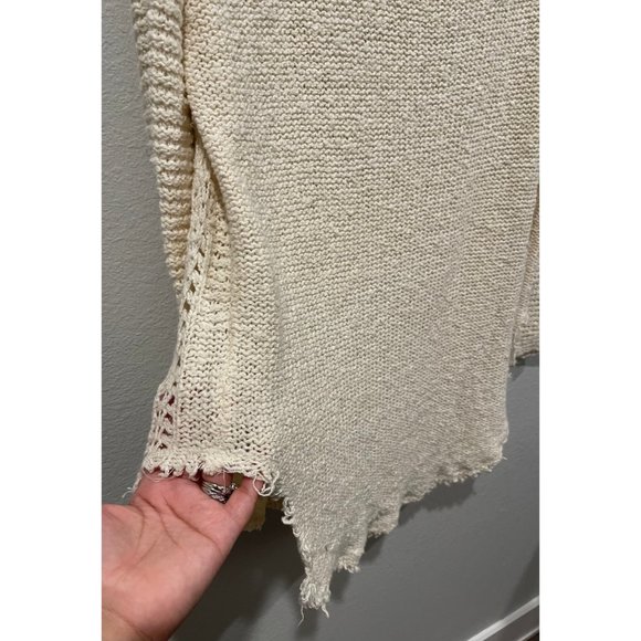 FREE PEOPLE Beige Frayed Knit Sweater - Picture 5 of 5
